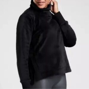 Athleta Black Velour Turtleneck Sweatshirt Pullover Large T